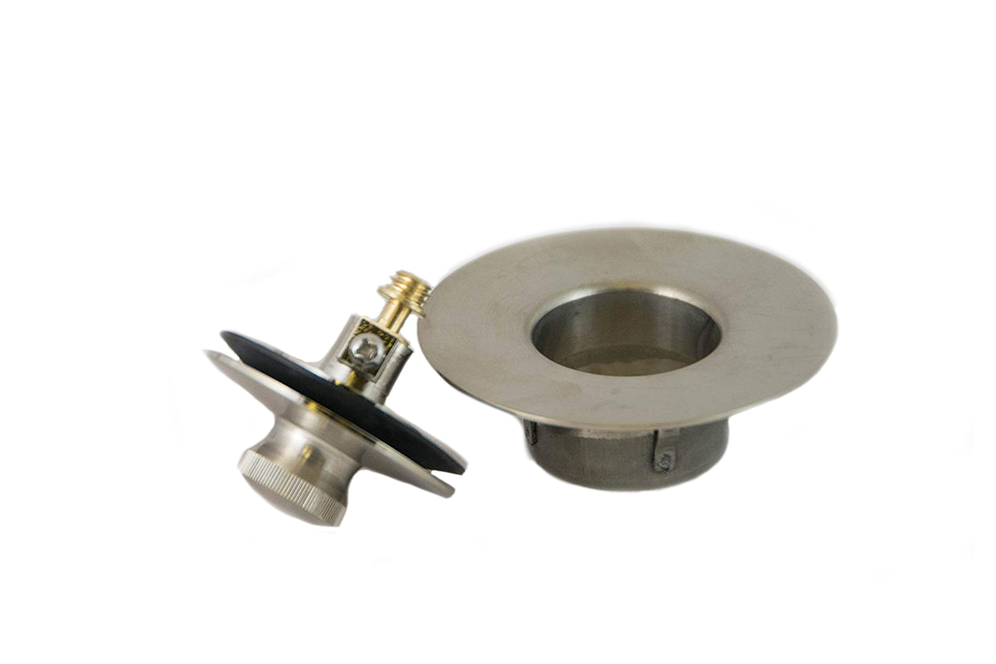 Non-Threaded Bathtub Lift & Turn Drain Stopper with Snap-In Flange