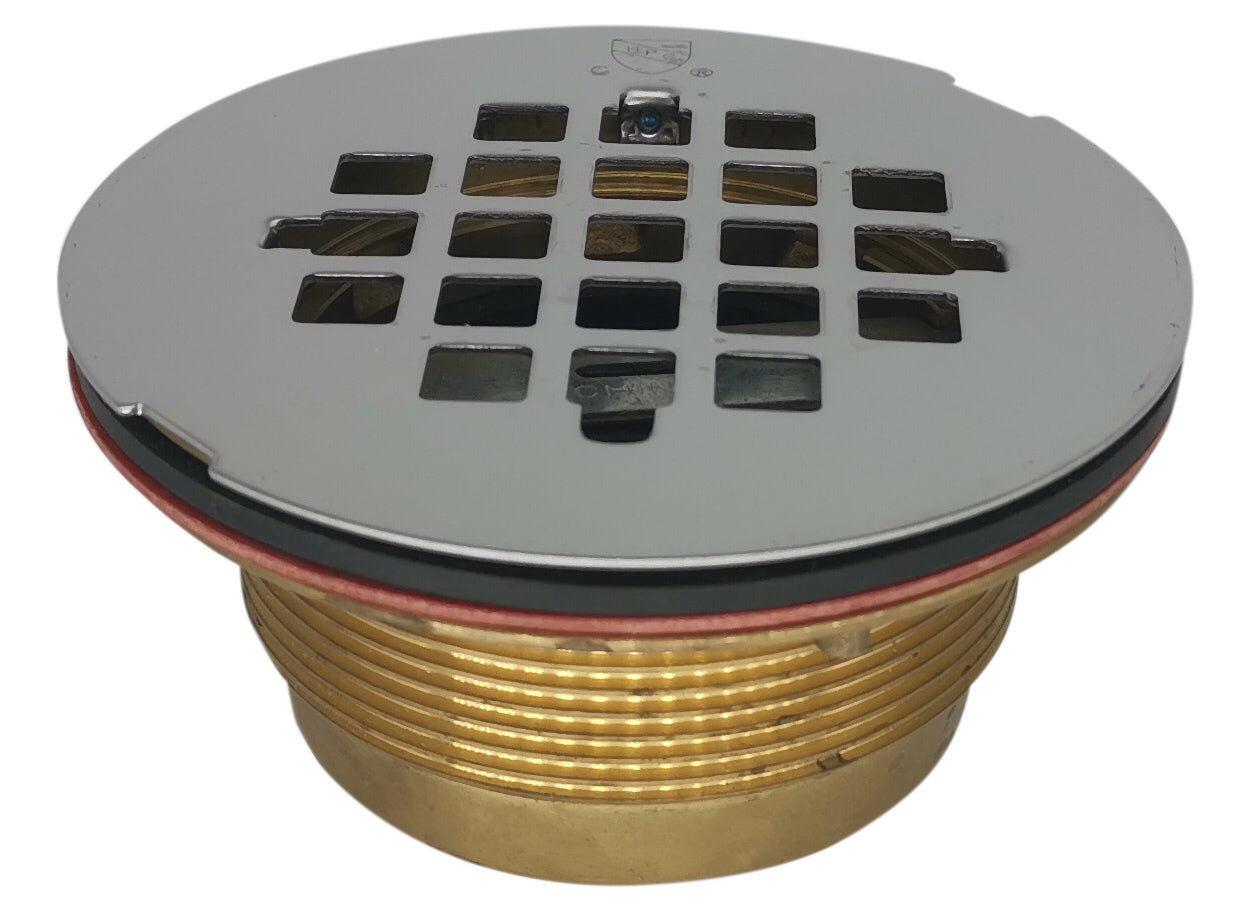 2" Rough Brass Shower Drain with 4.25" Stainless Steel Grate