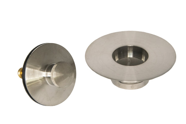 Small Non-Threaded Bathtub Lift & Turn Drain Stopper with Snap-In Flange